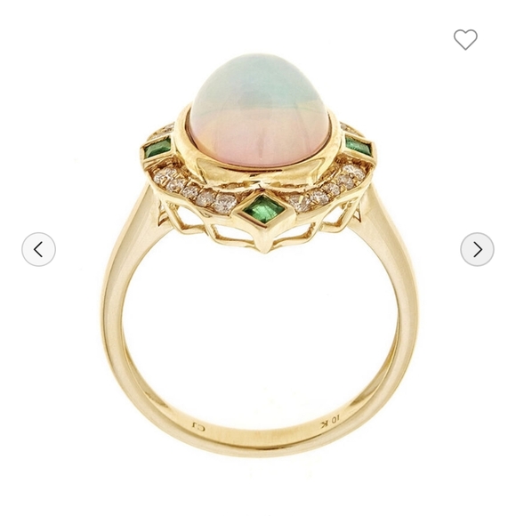 Opal,Emerald, 1/5 ct. tw. Diamond Ring in 10K Ring - Picture 5 of 16